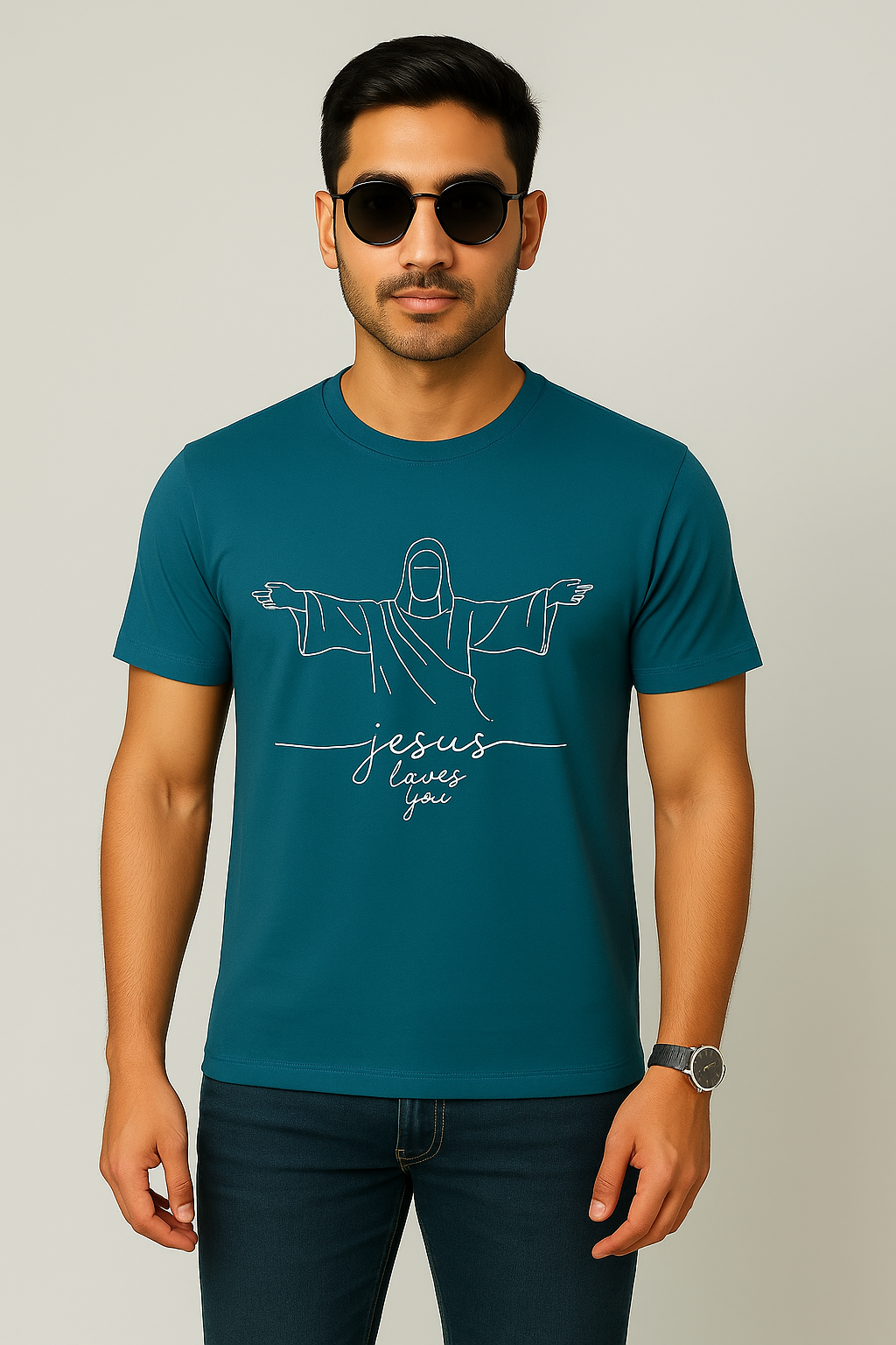 Men's Jesus Loves You Cotton T-Shirt