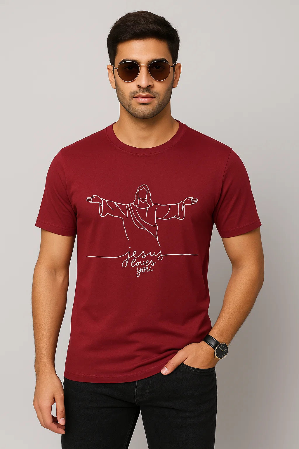 Men's Jesus Loves You Cotton T-Shirt