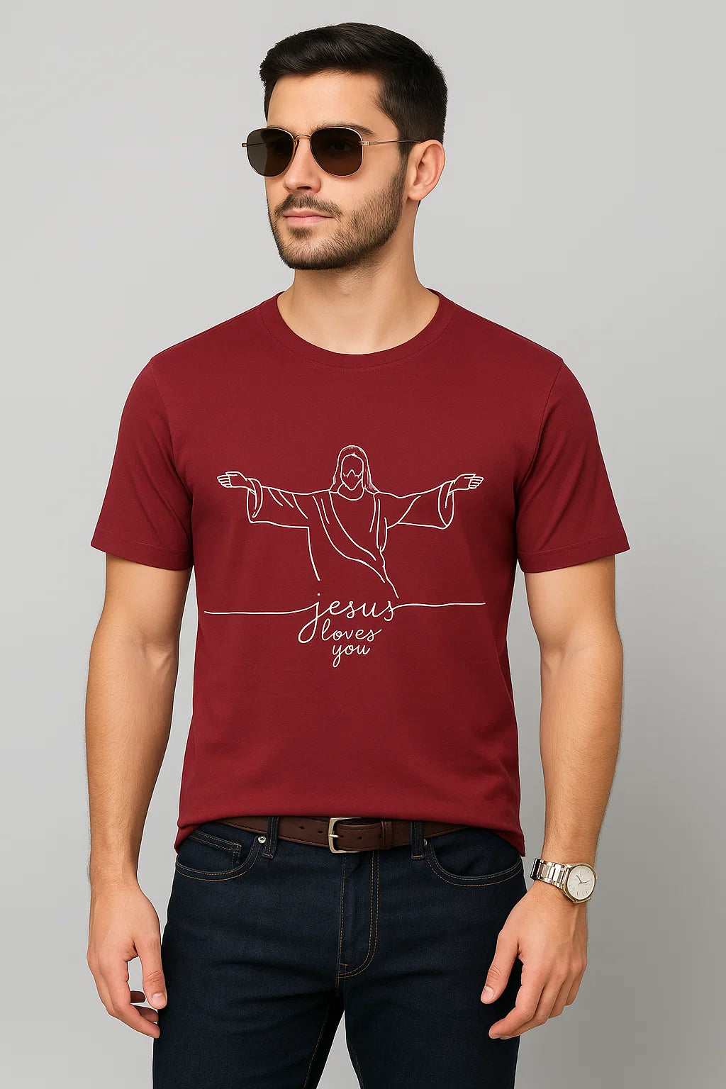 Men's Jesus Loves You Cotton T-Shirt