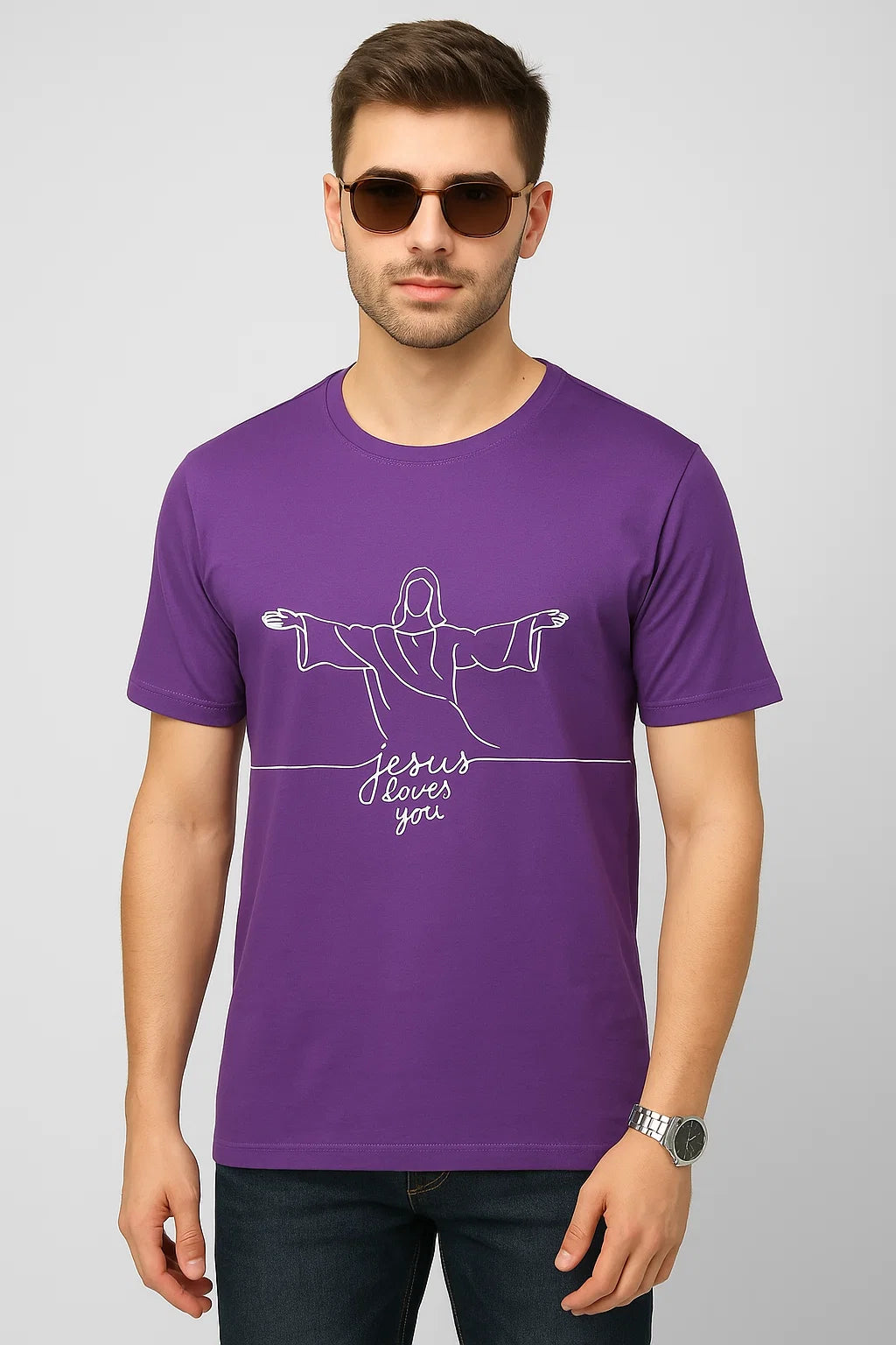 Men's Jesus Loves You Cotton T-Shirt