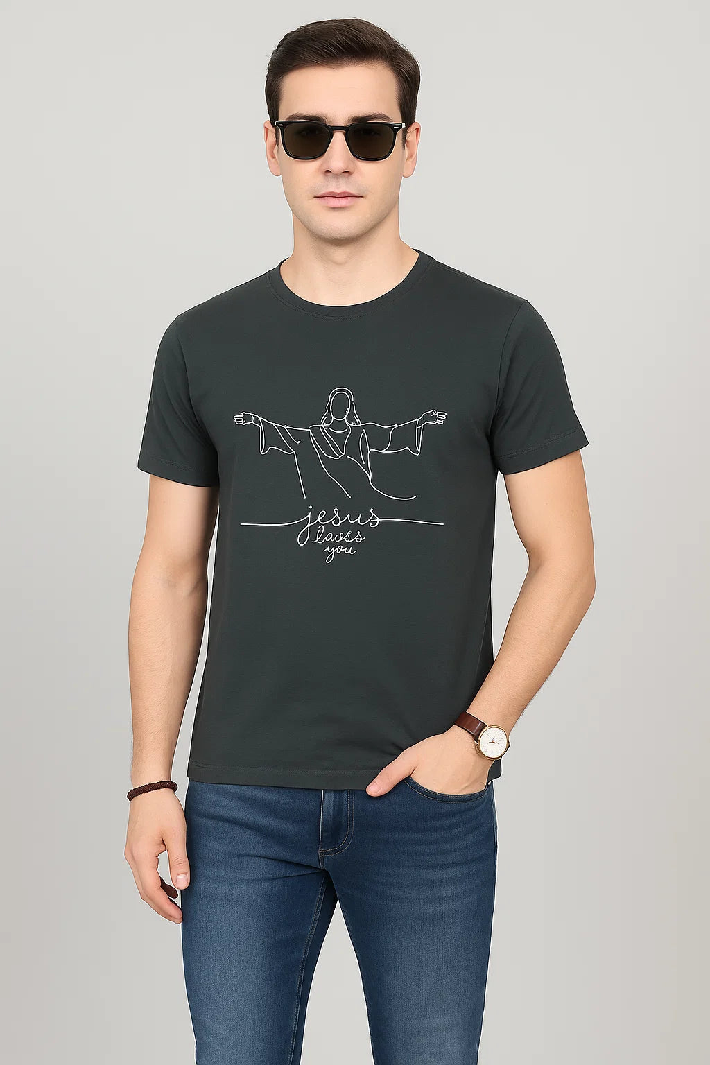 Men's Jesus Loves You Cotton T-Shirt
