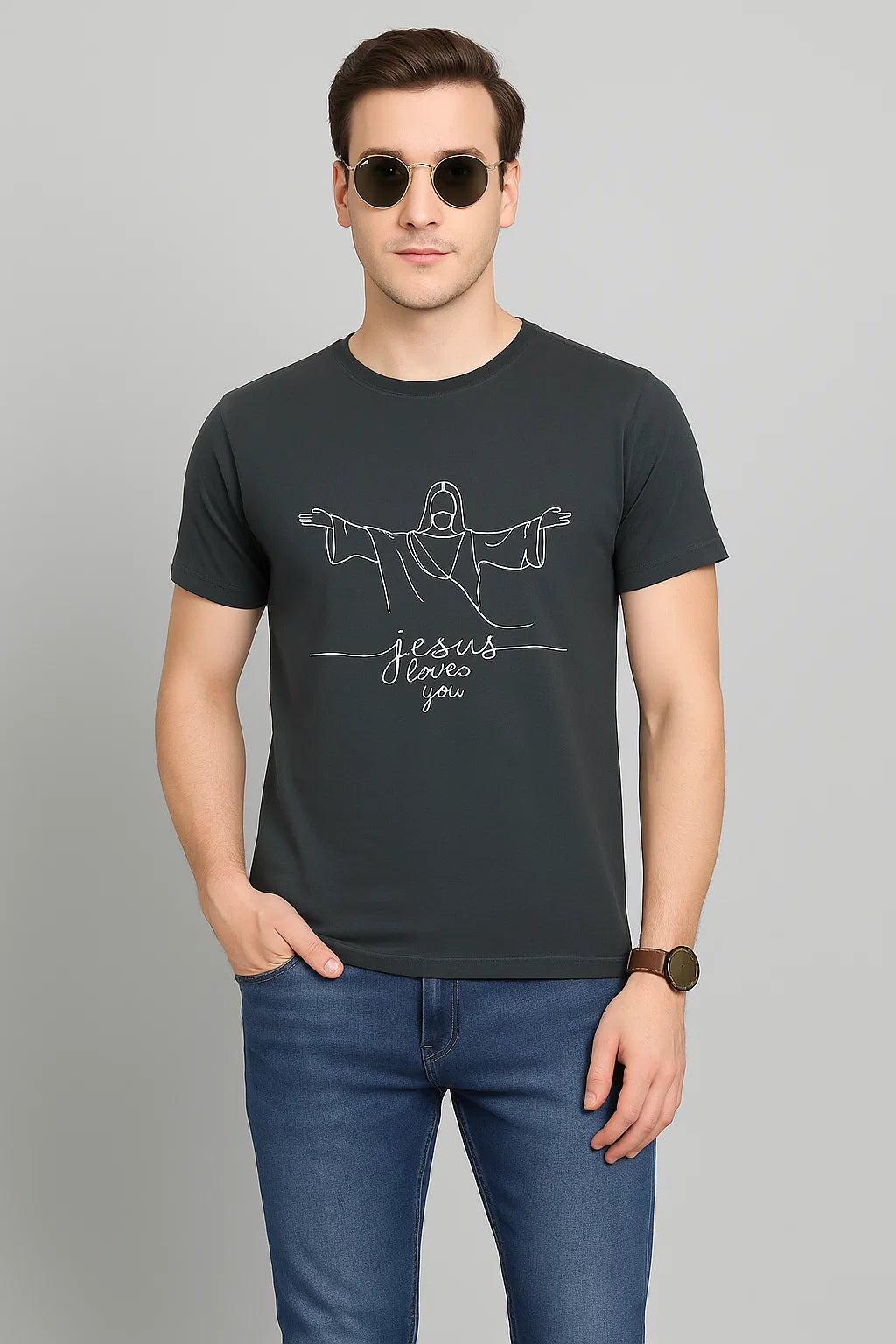 Men's Jesus Loves You Cotton T-Shirt