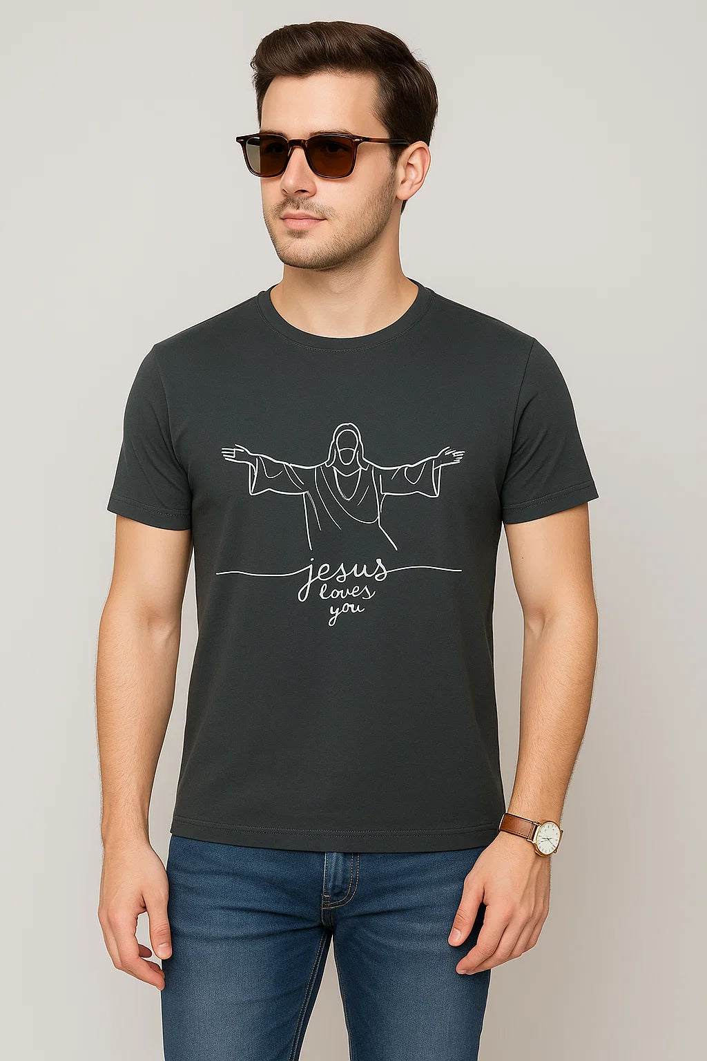 Men's Jesus Loves You Cotton T-Shirt
