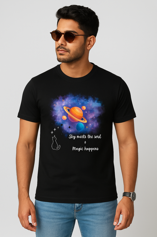 Unisex Sky Meets the Soul Graphic Cotton T-Shirt