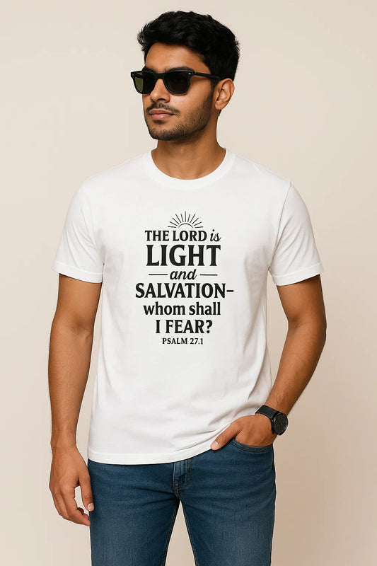 Men 'Lord is Light' Bible Verse Cotton Graphic T-shirt